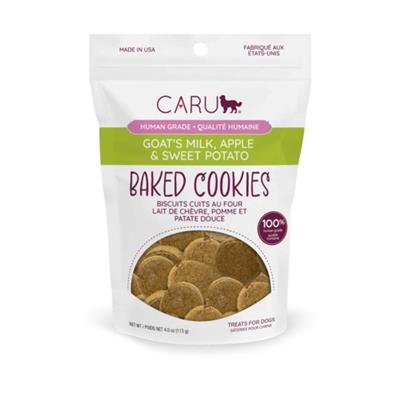 Caru Goat's Milk, Apple & Sweet Potato Baked Cookie Treats for Dogs, 4 oz bag