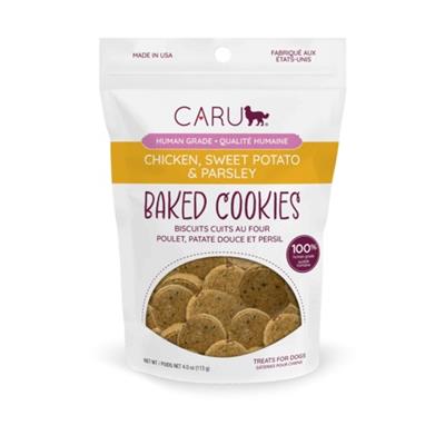 Caru Chicken, Sweet Potato & Parsley Baked Cookie Treats for Dogs, 4 oz bag