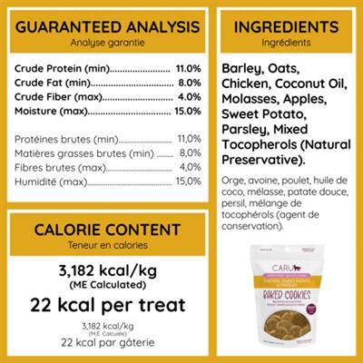 Caru Chicken, Sweet Potato & Parsley Baked Cookie Treats for Dogs, 4 oz bag