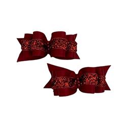 Ruby Red Hair Bows - Red Beads