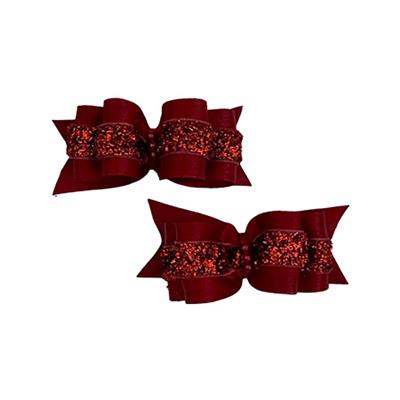 Ruby Red Hair Bows - Red Beads
