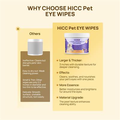 HICC Pet® Hypoallergenic Pet Eye Wipes For Dogs & Cats