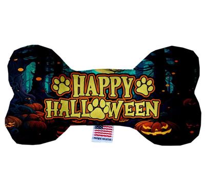 Halloween Dog Plush Bone Toy, "Haunted Happy Halloween"