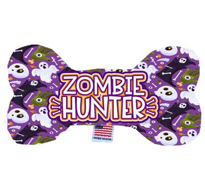 Halloween Dog Plush Bone Toy, "Zombie Hunter"