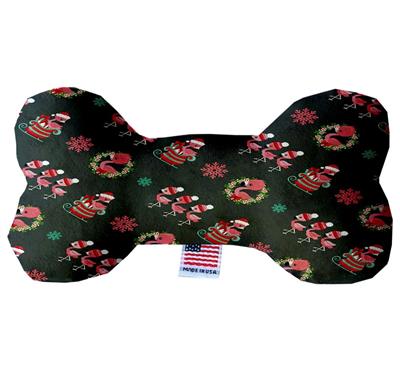 Christmas Dog Plush Bone Toy, "Christmas Flamingo"