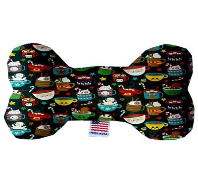 Christmas Dog Plush Bone Toy, "Christmas Mugs"