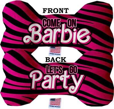 Dog Plush Double Sided Bone Toy, "Come On, Let's Go Party"