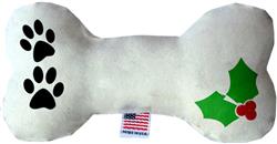 Holly Bone Christmas Plush Dog Bone Toy