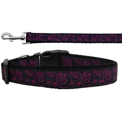 Dog & Cat Nylon Collar or Leash, "Pink & Black Swirly"