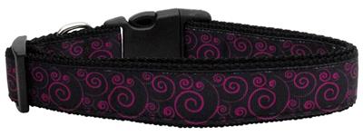 Dog & Cat Nylon Collar or Leash, "Pink & Black Swirly"