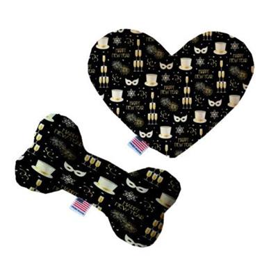 Dog Plush Heart or Bone Toy, "Happy New Year"