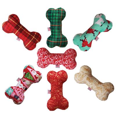 Dog Plush 6" Bone Toy, "Happy Holidays Group"