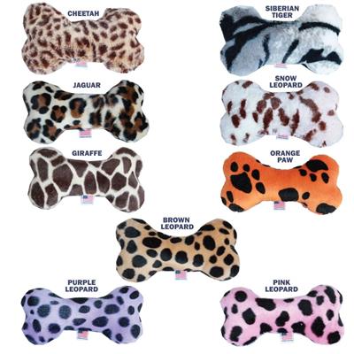 Dog Plush 6" Bone Toy, "Animal Print Group"
