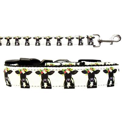 Dog & Cat Nylon Collar or Leash, "Pretty Baby Cows"