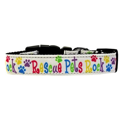 Dog & Cat Nylon Collar or Leash, "Rescue Pets Rock"