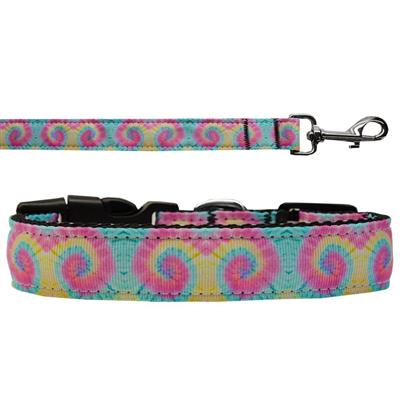 Dog & Cat Nylon Collar or Leash, "Pastel Tie Dye"