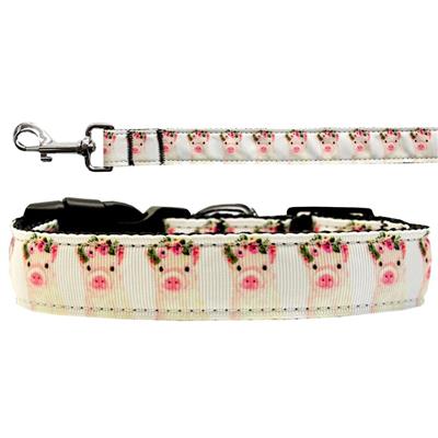 Dog & Cat Nylon Collar or Leash, "Pretty Baby Pigs"