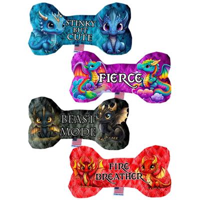 Dog Plush Heart or Bone Toy, "Dragons Group"