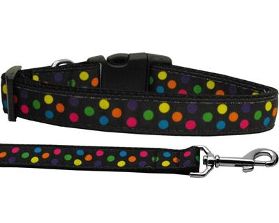 Dog & Cat Nylon Collar or Leash,  "Black Multi Dot"