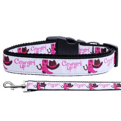 Dog & Cat Nylon Collar or Leash, "Cowgirl Up"