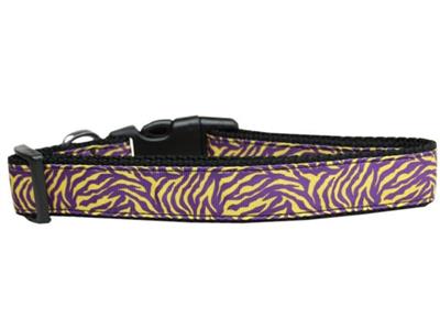 Dog & Cat Nylon Collar or Leash, "Purple and Yellow Tiger Stripes"