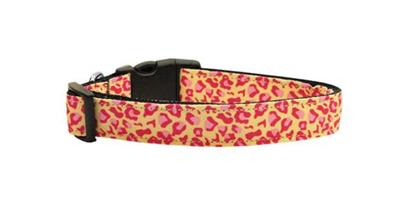 Dog & Cat Nylon Collar or Leash, "Tan and Pink Leopard"