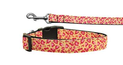Dog & Cat Nylon Collar or Leash, "Tan and Pink Leopard"