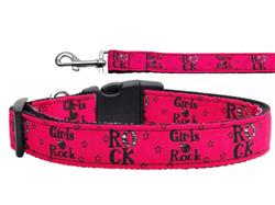 Dog & Cat Nylon Collar or Leash, "Girls Rock"