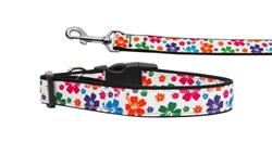 Dog & Cat Nylon Collar or Leash, "Multi-Colored Hawaiian Hibiscus"