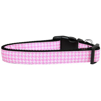 Dog & Cat Nylon Collar or Leash, "Houndstooth Pink"