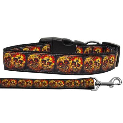 Dog & Cat Nylon Collar or Leash, "Skull Crossed Lovers"