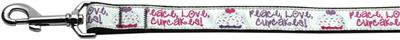 Dog & Cat Nylon Collar or Leash, "Peace Love Cupcakes"