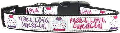 Dog & Cat Nylon Collar or Leash, "Peace Love Cupcakes"