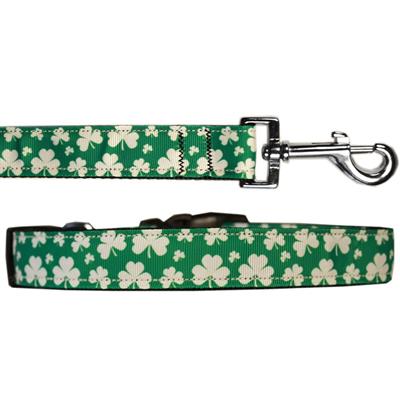 Dog & Cat Nylon Collar or Leash, "Shamrocks"