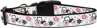 Dog & Cat Nylon Collar or Leash, "Pink Tractors"