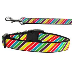 Dog & Cat Nylon Collar or Leash, "Striped Rainbow"