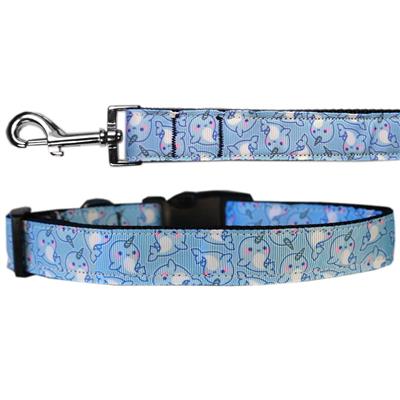 Dog & Cat Nylon Collar or Leash, "Narwhals"