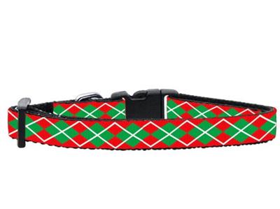 Christmas Nylon Pet Collars and Leashes, "Christmas Argyle"