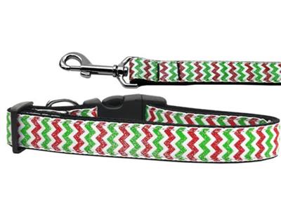 Christmas Dog & Cat Nylon Collar or Leash, "Christmas Sparkle Chevron"