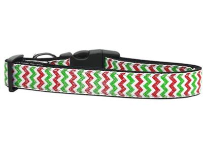 Christmas Dog & Cat Nylon Collar or Leash, "Christmas Sparkle Chevron"