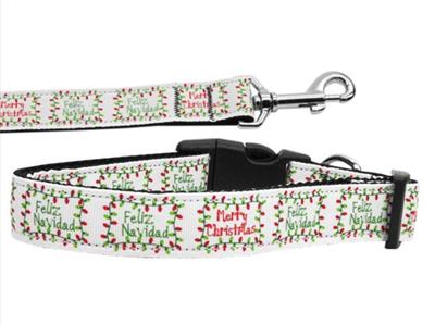 Christmas Dog & Cat Nylon Collar or Leash, "Feliz Navidad"