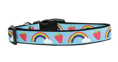Dog & Cat Nylon Collar or Leash, "Rainbows & Berries"