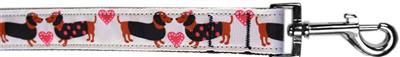 Dog & Cat Nylon Collar or Leash, "Pink Doxie Love"