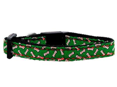 Christmas Dog & Cat Nylon Collar or Leash, "Candy Cane Bones"
