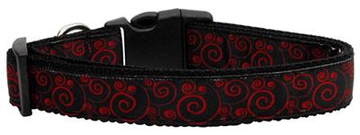 Dog & Cat Nylon Collar or Leash, "Red & Black Swirly"