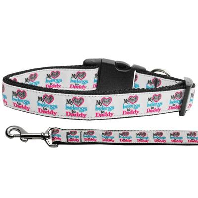 Dog & Cat Nylon Collar or Leash, "My Heart Belongs To Daddy"