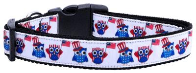 Dog & Cat Nylon Collar or Leash, "American Owls"