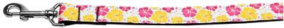 Dog & Cat Nylon Collar or Leash, "Pink & Yellow Hibiscus Flowers"