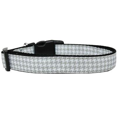 Dog & Cat Nylon Collar or Leash, "Houndstooth Grey"