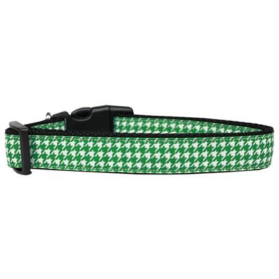 Dog & Cat Nylon Collar or Leash, "Houndstooth Emerald Green"